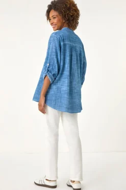 Roman Denim Cotton Button Through Shirt