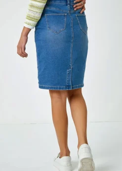 Roman Denim Cotton Denim Stretch Skirt