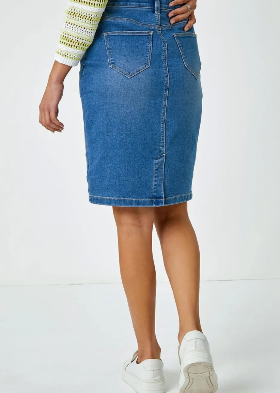 Roman Denim Cotton Denim Stretch Skirt