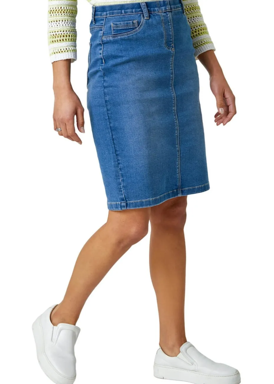 Roman Denim Cotton Denim Stretch Skirt