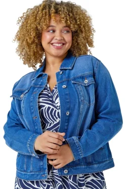 Roman Denim Curve Cotton Denim Jacket