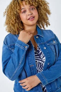 Roman Denim Curve Cotton Denim Jacket