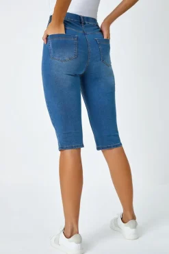 Roman Denim Stretch Knee Length Pedal Pusher
