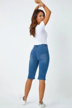 Roman Denim Stretch Knee Length Pedal Pusher