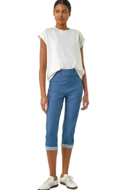 Roman Denim Turn Up Stretch Cropped Cargo Trousers