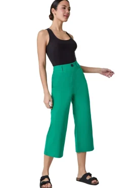 Roman Emerald Elastic Waist Stretch Cropped Culotte