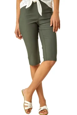 Roman Forest Elastic Waist Knee Length Stretch Shorts