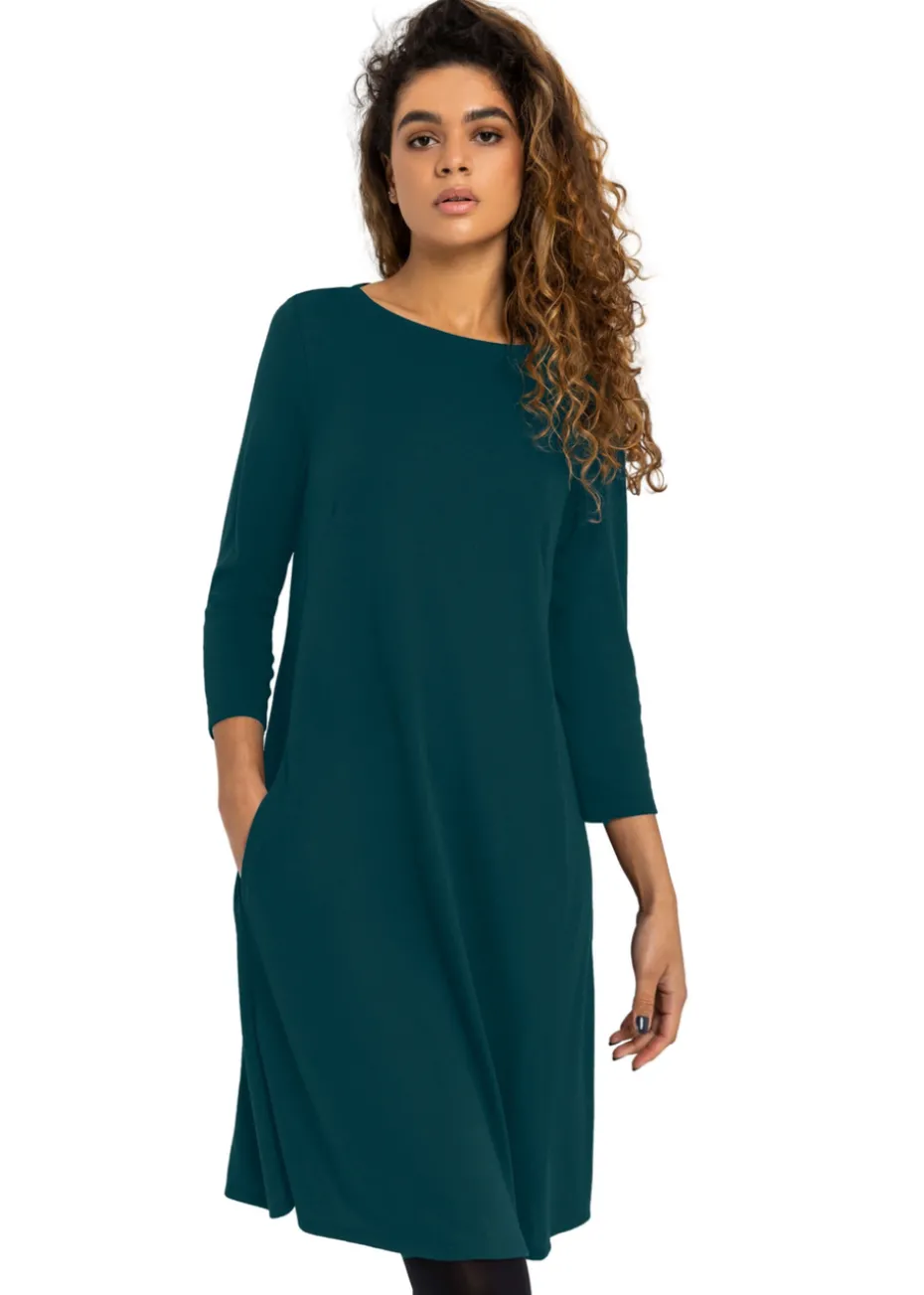 Roman Forest Green A-Line Pocket Detail Swing Dress