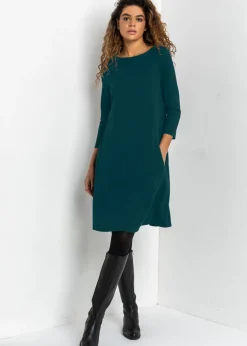 Roman Forest Green A-Line Pocket Detail Swing Dress