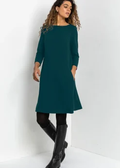 Roman Forest Green A-Line Pocket Detail Swing Dress
