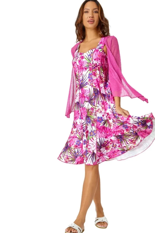 Roman Fuchsia Textured Pointelle Detail Shrug
