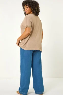 Roman Gold Curve Hotfix V-Neck Knit Top