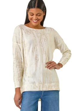 Roman Gold  Foil Shimmer Tunic Knit Jumper