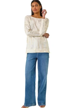 Roman Gold  Foil Shimmer Tunic Knit Jumper