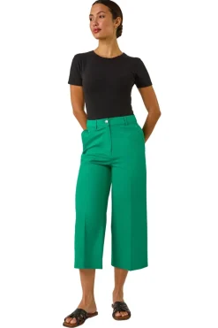 Roman Green Cotton Culotte Trousers