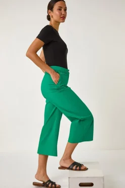Roman Green Cotton Culotte Trousers