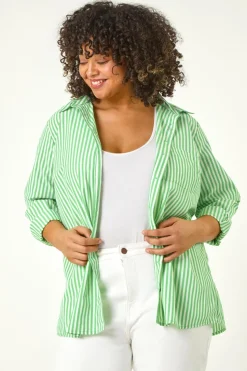 Roman Green Curve Stripe Buttoned Shirt
