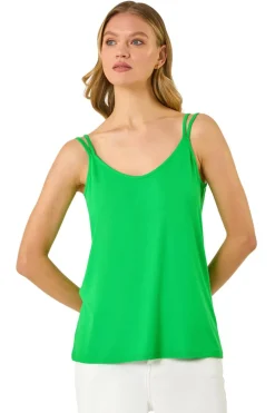 Roman Green Double Strap Stretch Vest Top