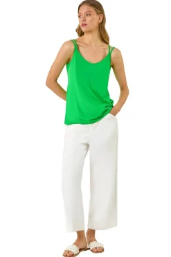 Roman Green Double Strap Stretch Vest Top