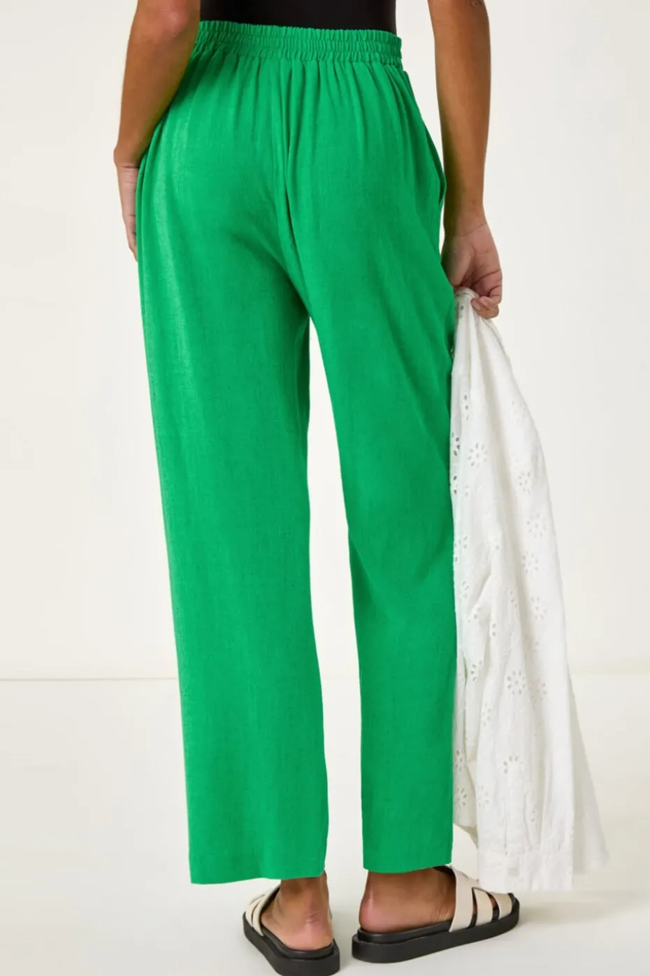 Roman Green Full Length Linen Trousers