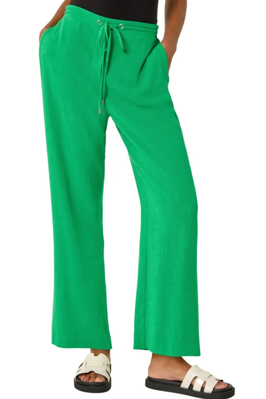Roman Green Full Length Linen Trousers