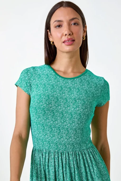 Roman Green Paisley Relaxed Stretch Maxi Dress