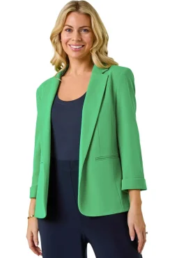 Roman Green Petite 3/4 Sleeve Classic Stretch Blazer