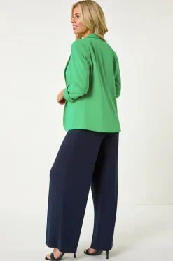 Roman Green Petite 3/4 Sleeve Classic Stretch Blazer