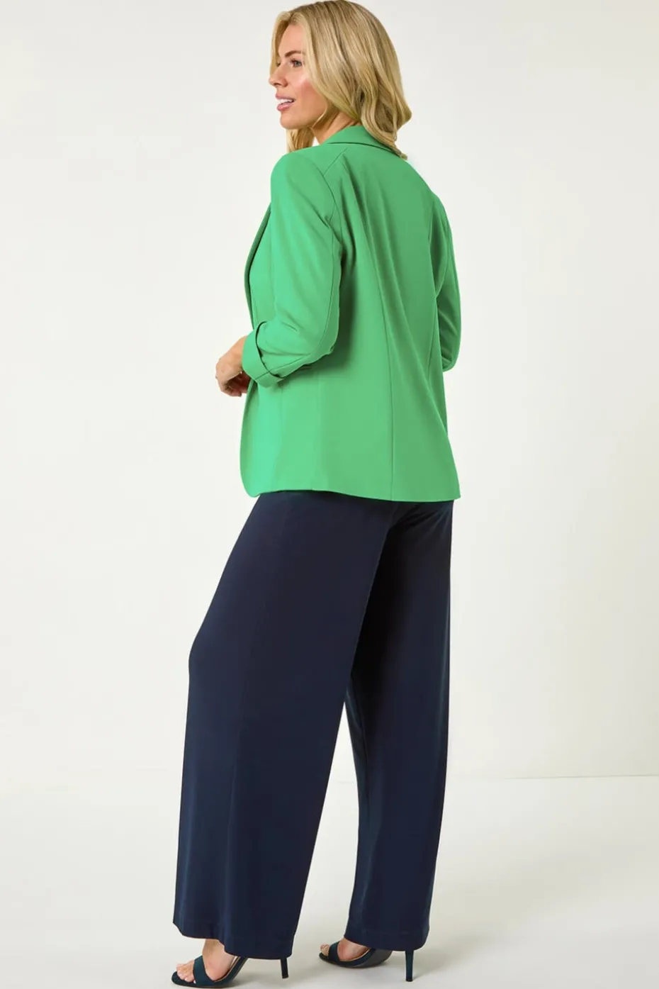 Roman Green Petite 3/4 Sleeve Classic Stretch Blazer