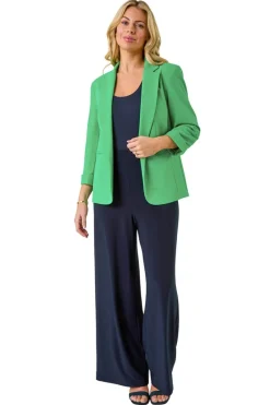 Roman Green Petite 3/4 Sleeve Classic Stretch Blazer