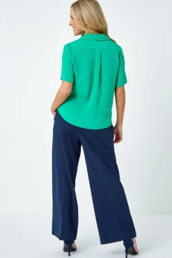 Roman Green Petite Button Up Pocket Shirt