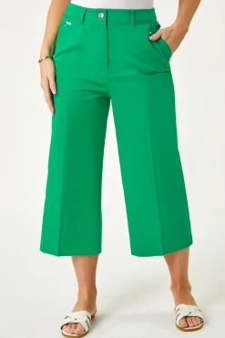 Roman Green Petite Cotton Culotte Trousers