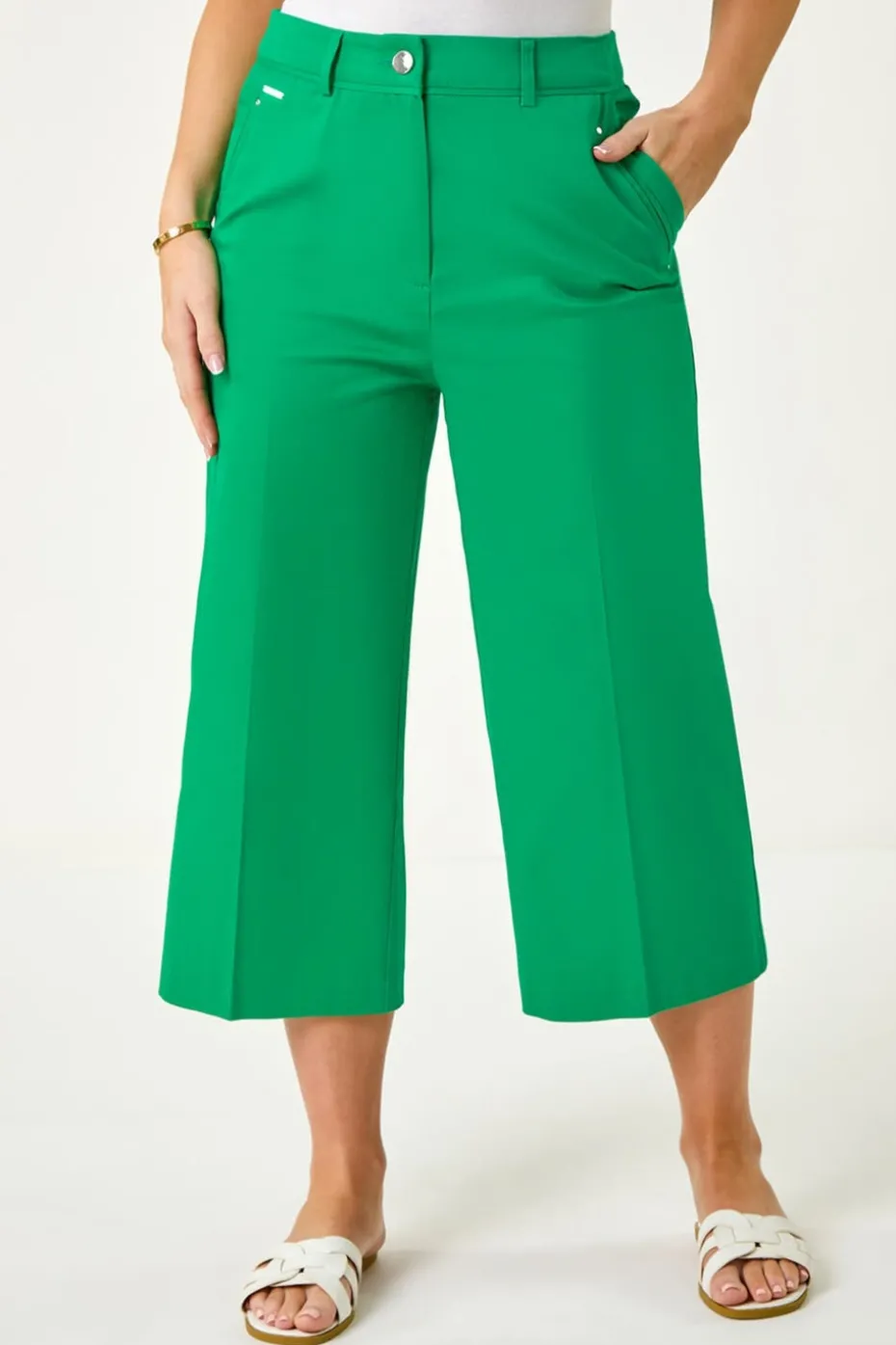 Roman Green Petite Cotton Culotte Trousers