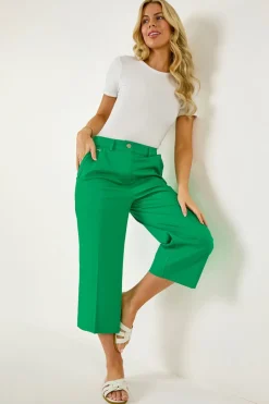 Roman Green Petite Cotton Culotte Trousers