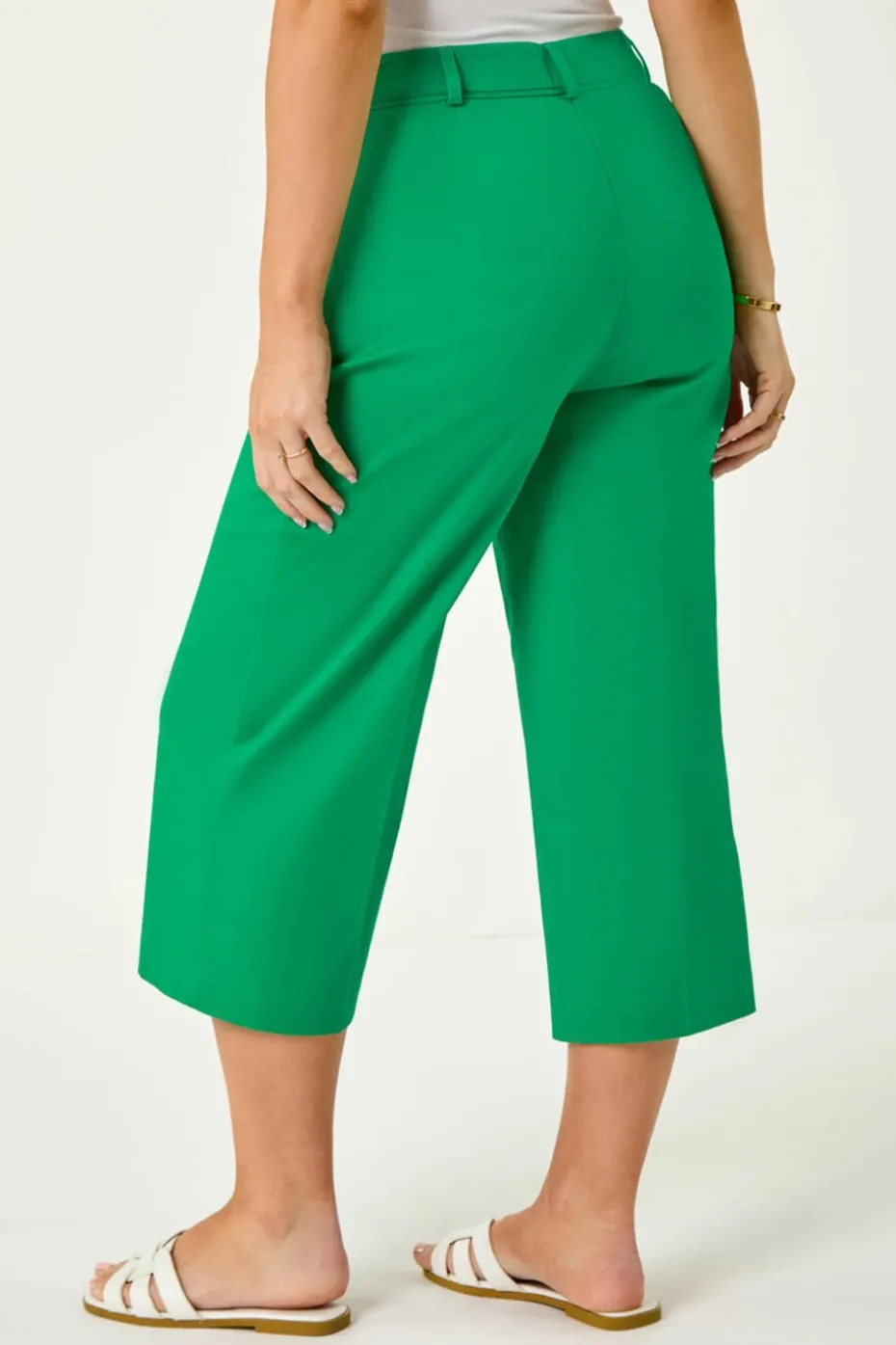 Roman Green Petite Cotton Culotte Trousers