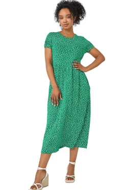 Roman Green Petite Floral Print Midi Dress