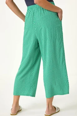 Roman Green Petite Geometric Cropped Trouser