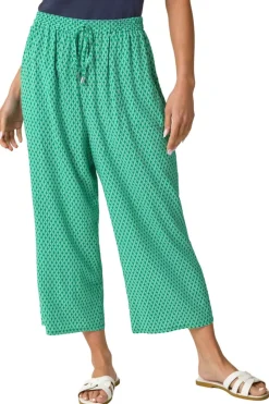 Roman Green Petite Geometric Cropped Trouser