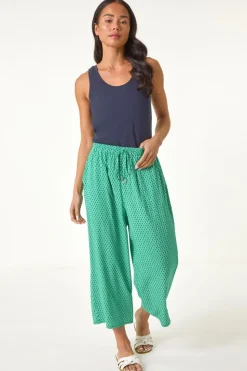 Roman Green Petite Geometric Cropped Trouser