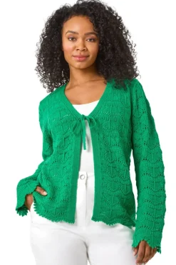 Roman Green Petite Plain Knitted Tie Cardigan