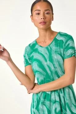 Roman Green Petite Swirl Print Pocket Midi Dress