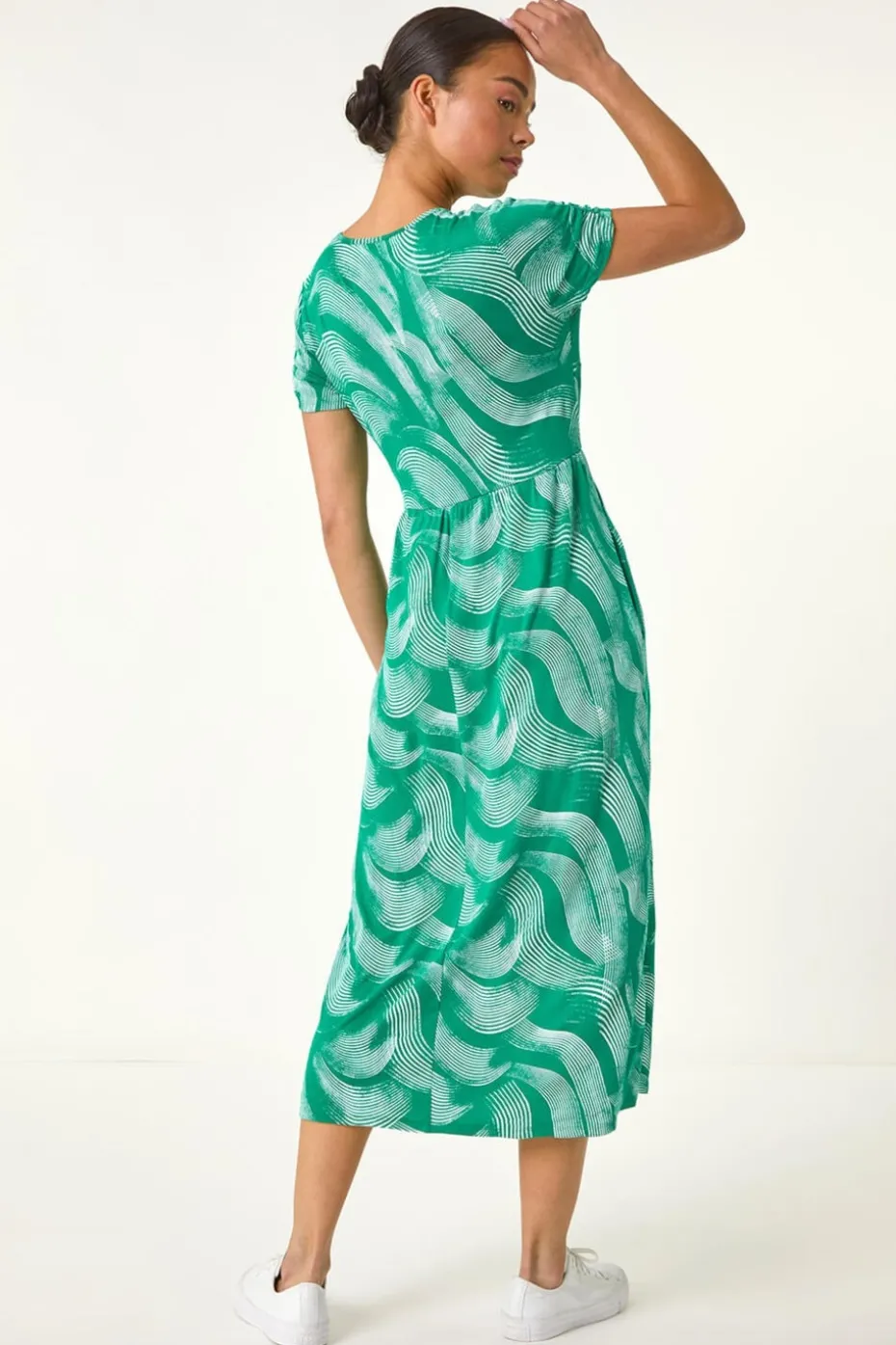 Roman Green Petite Swirl Print Pocket Midi Dress