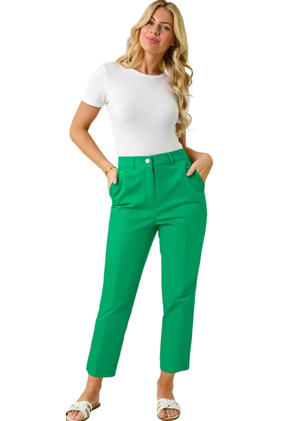 Roman Green Petite Tapered Stretch Trouser