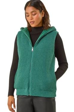 Roman Green Reversible Hooded Knit Gilet