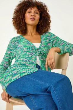Roman Green Spacedye Tie Knit Cardigan