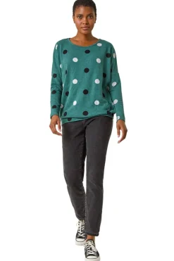 Roman Green Spot Print Snit Top
