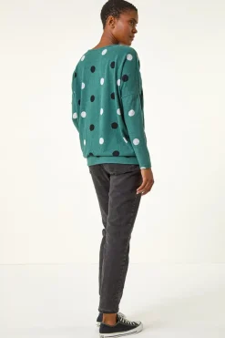 Roman Green Spot Print Snit Top