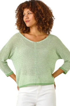 Roman Green Stitch Detail Knit Jumper