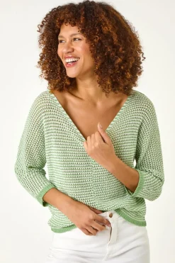 Roman Green Stitch Detail Knit Jumper