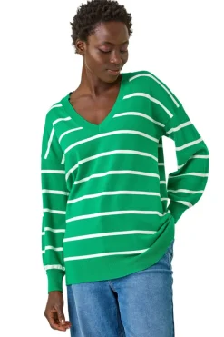 Roman Green Stripe Knitted Jumper